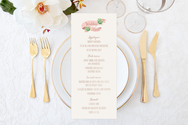 wedding menu layout template