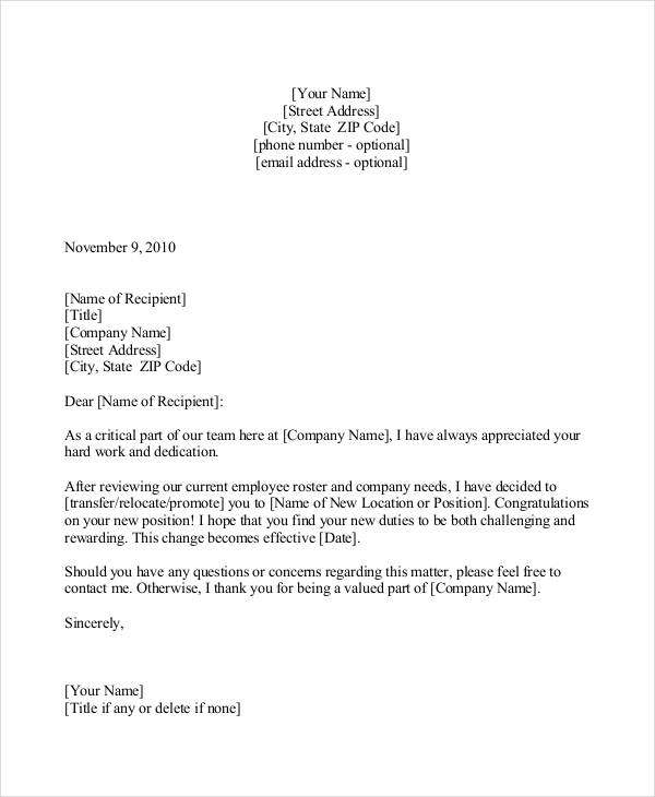 Transfer Offer Letter Template - 5+ Free Word, PDF Format ...