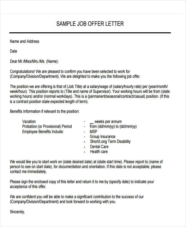 Formal Offer Letter Template 11+ Free Word, PDF Format Download