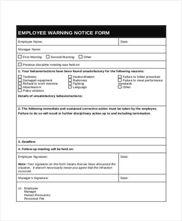 business warning letter format