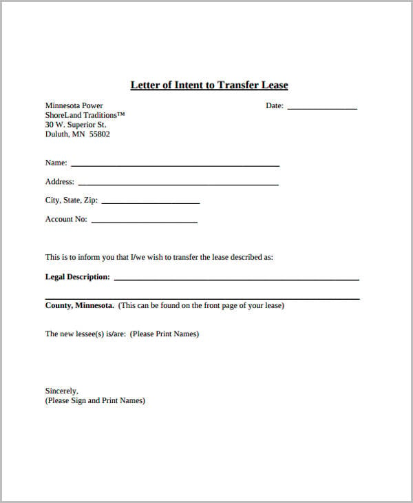 tenancy contract transfer letter template1