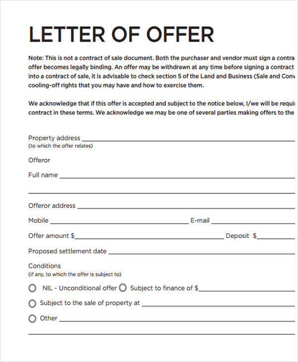 Offer letter