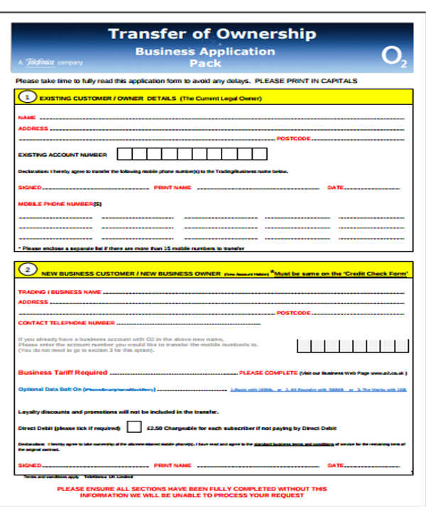 ownership contract transfer letter