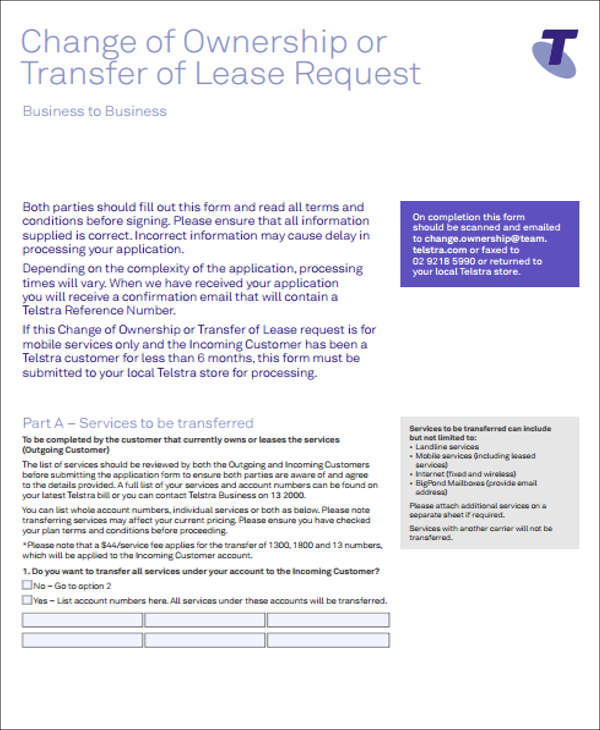 Lease Transfer Letter Template 11+ Word, PDF Format Download!