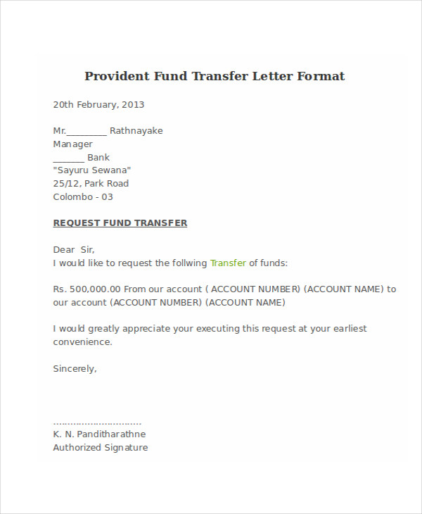 16+ Fund Transfer Letter Templates - PDF, Doc, Apple Pages, Google Docs