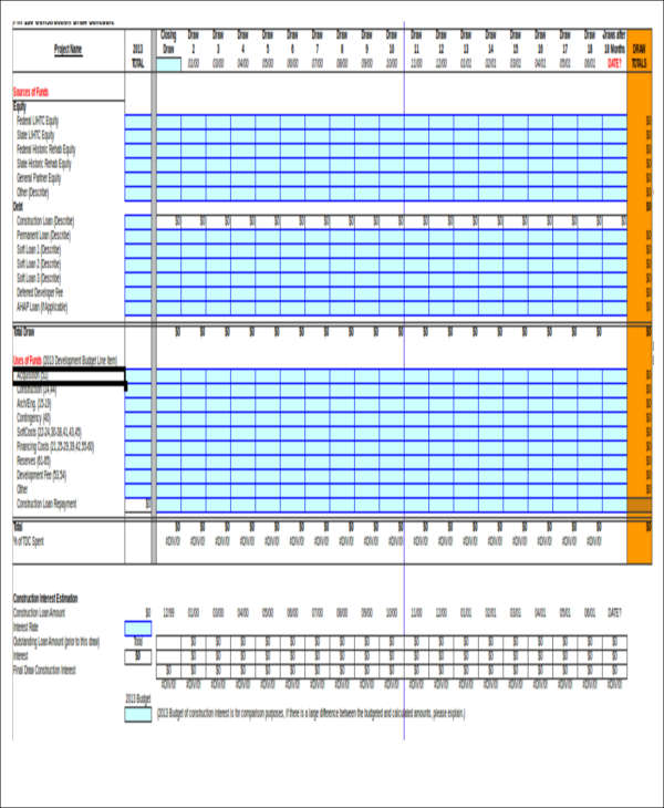 excel construction draw schedule