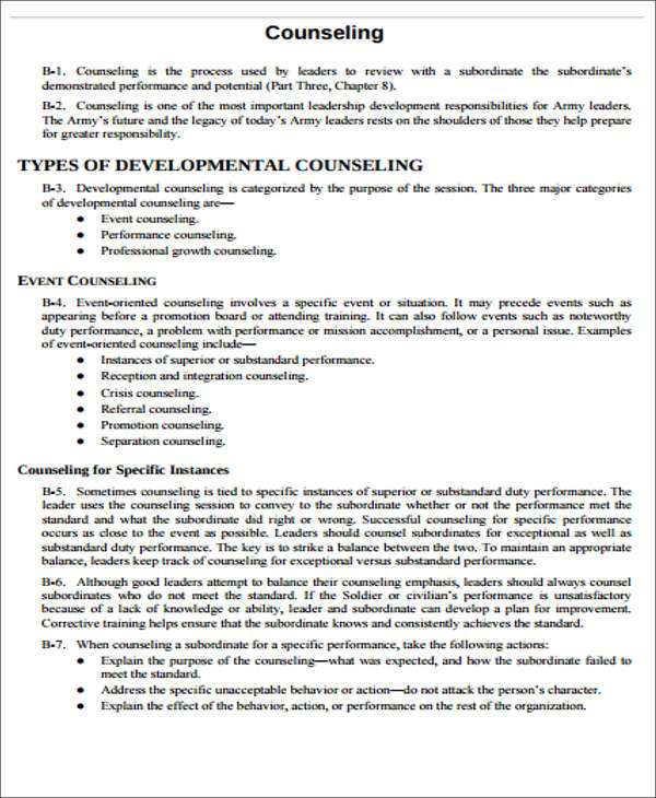 8 Army Counseling Form Free Premium Templates