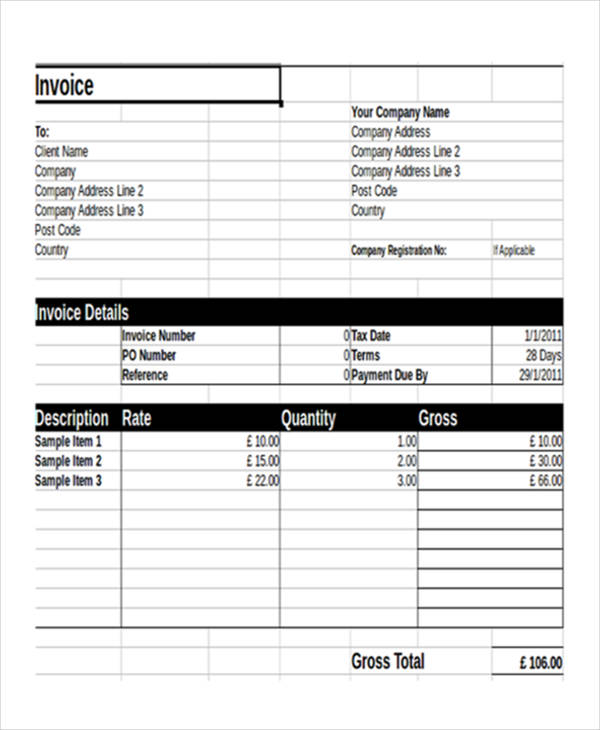 free invoice template excel 2003