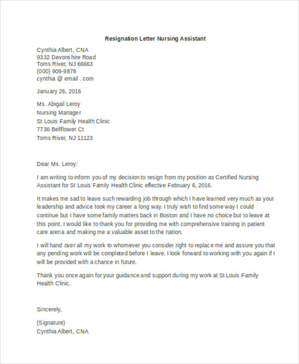 40+ Resignation Letter Example