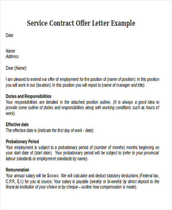 Contract Offer Letter Templates 14 Word PDF Format Download 