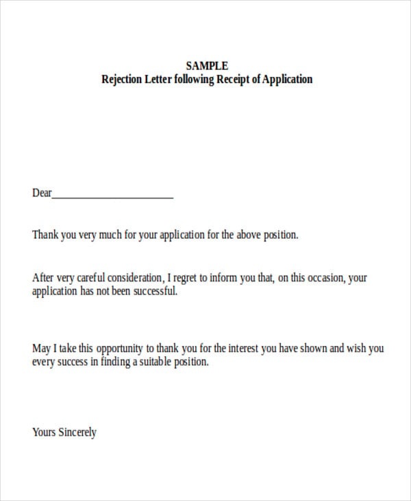 contract offer rejection letter template