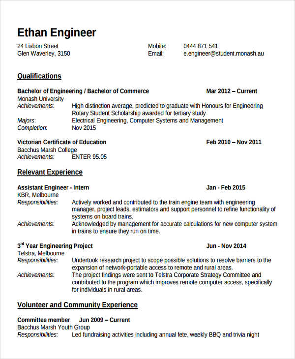 resume for english lecturer post