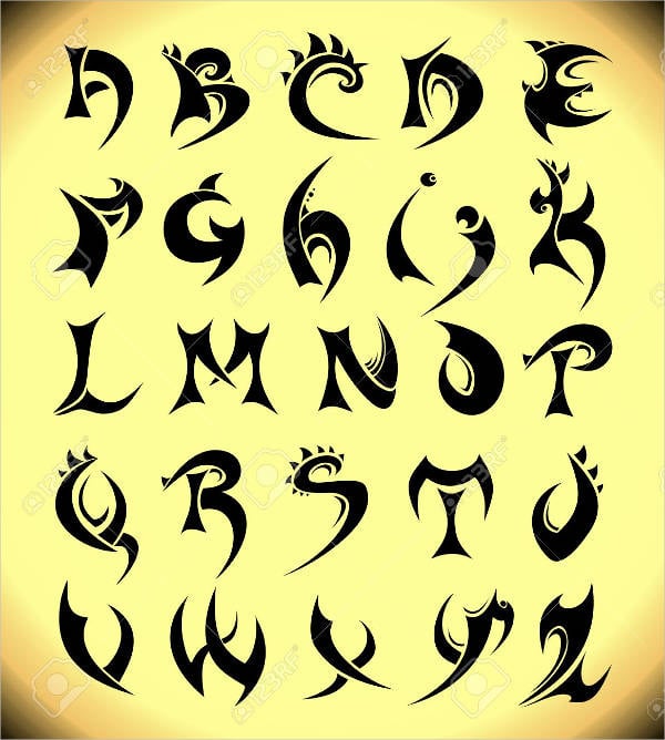 tattoo script alphabet letter