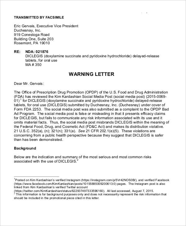 official company warning letter template