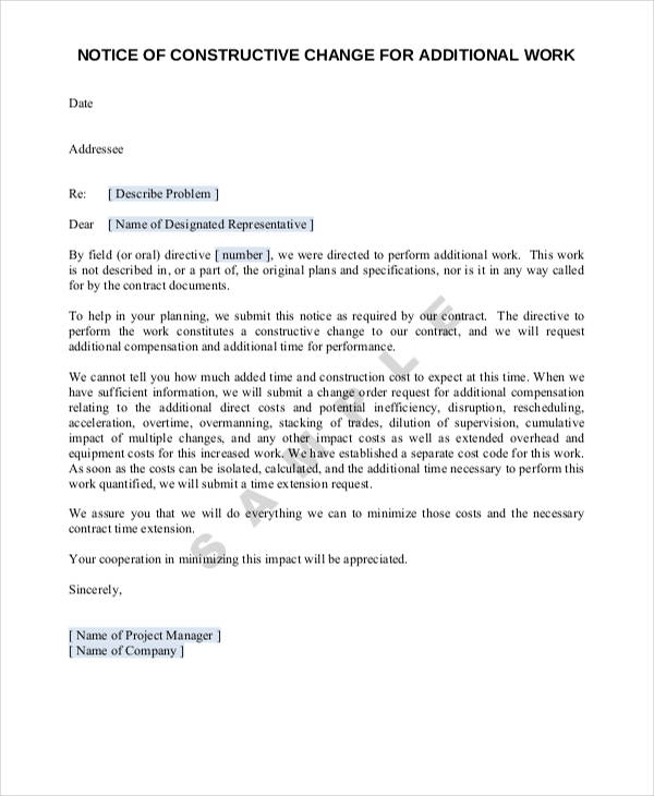 warning letter to construction company