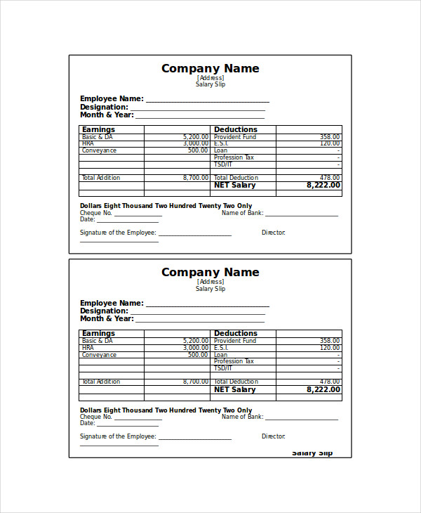 salary receipt voucher template