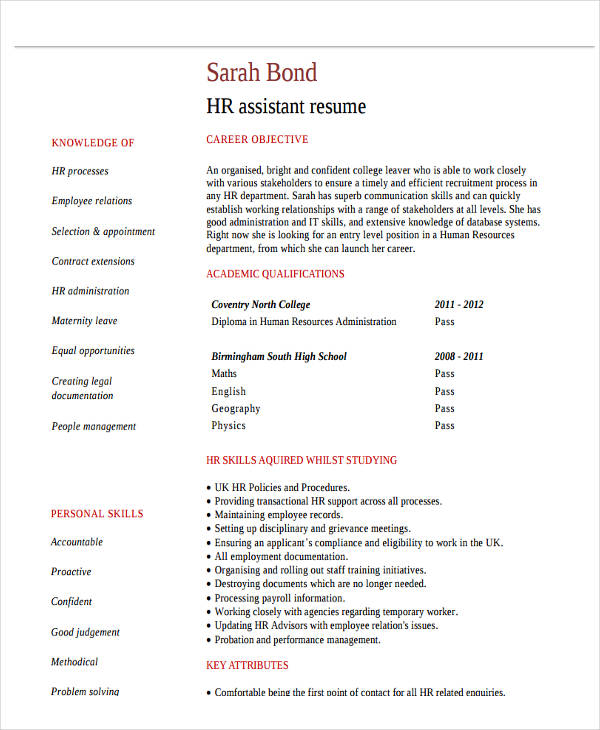 resume format for graduate freshers