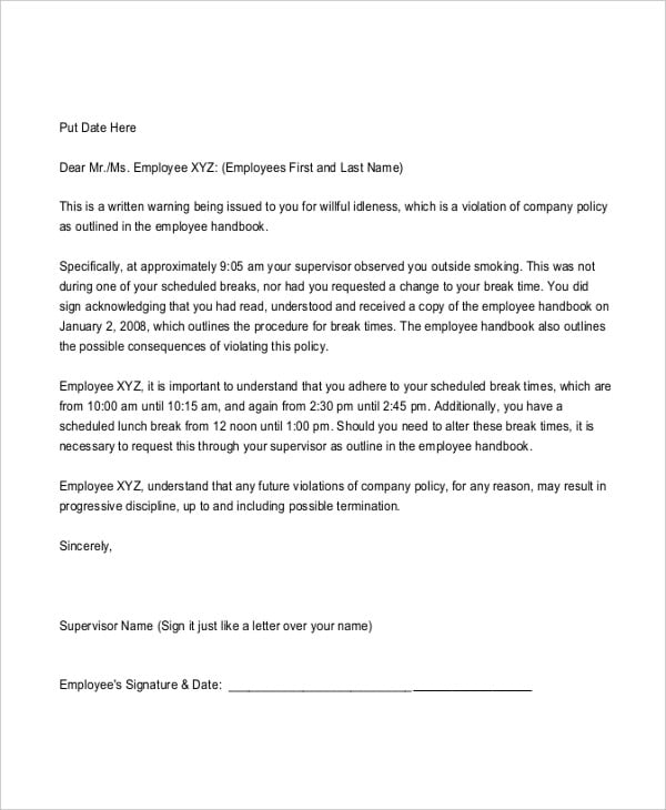 Professional Warning Letter Template 6 Free Word Pdf Documents
