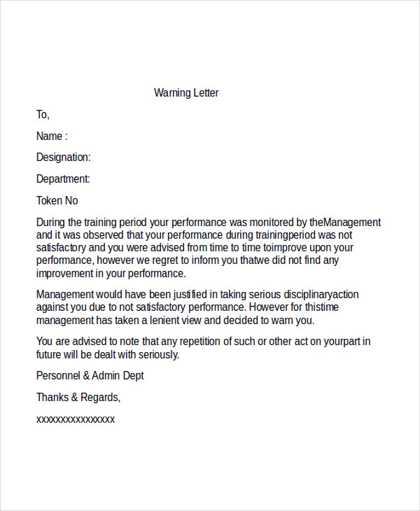 Professional Warning Letter Template - 6+ Free Word, PDF Documents ...