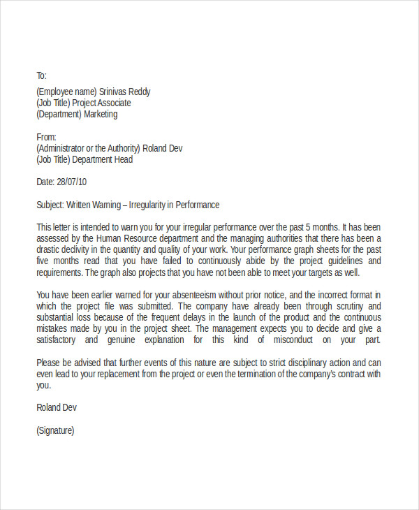 How Do You Write A Warning Letter For Misconduct Onvacationswall