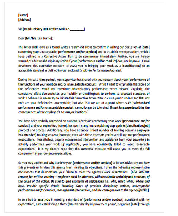 Official Warning Letter Template  5+ Free Word, PDF Format Download!  Free  Premium Templates