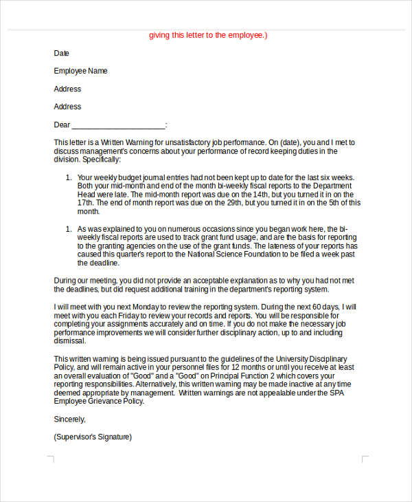 12+ Behavior Warning Letter Templates - DOC, PDF