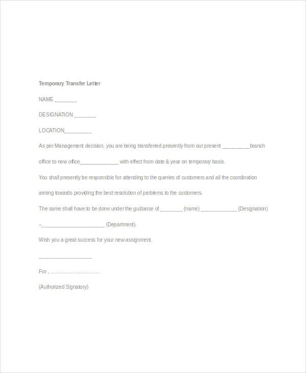 13 Employee Transfer Letter Templates Doc Pdf 