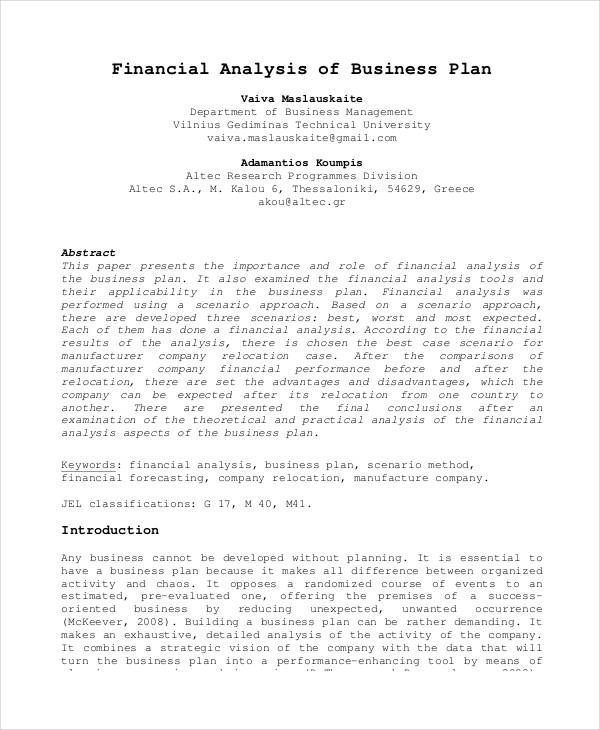 finance company business plan pdf