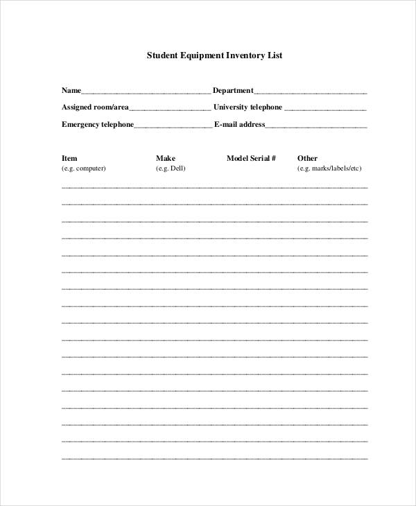 Equipment Inventory List Templates - 9+ Free Word, PDF Format Download!