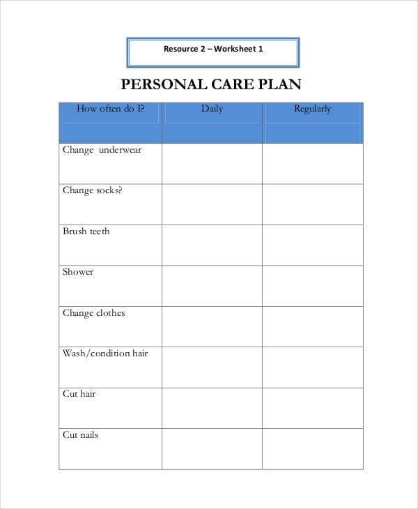 Personal Care Plan Templates 12 Free Pdf Format Download Free Premium Templates