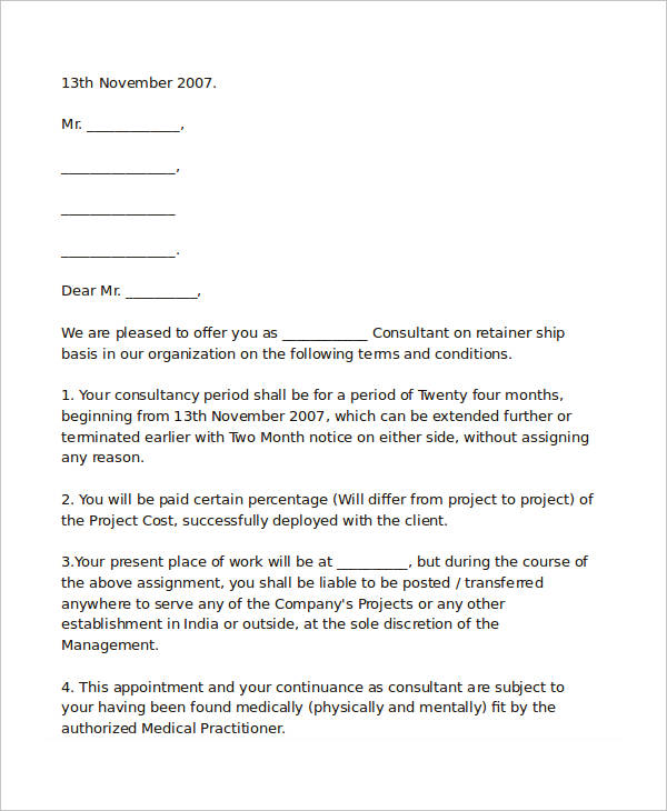 independent consultant offer letter template