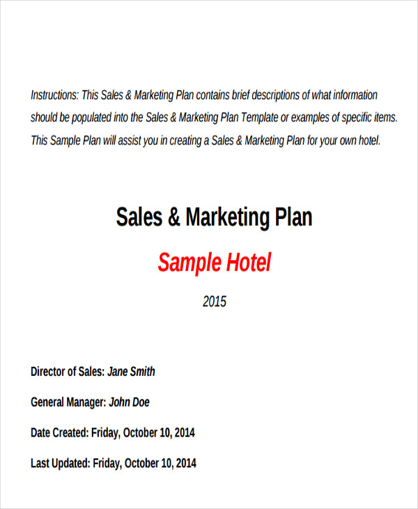 hotel sales business plan