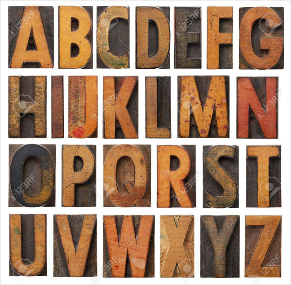 vintage block alphabet letter