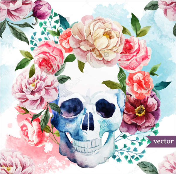watercolor vector skull patterns