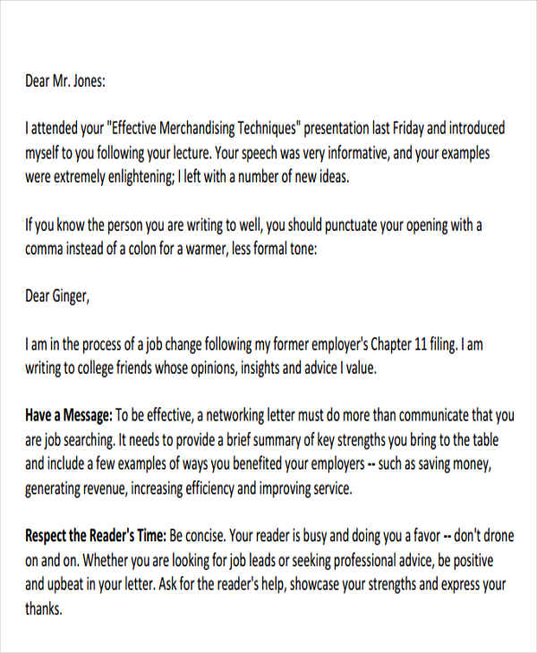 friendly networking email template