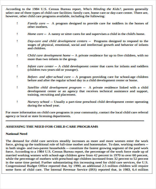 childcare business plan template