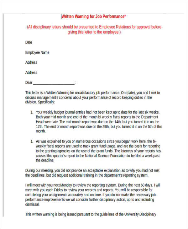 6+ Staff Warning Letter Template 6+ Free Word, PDF Format Download!