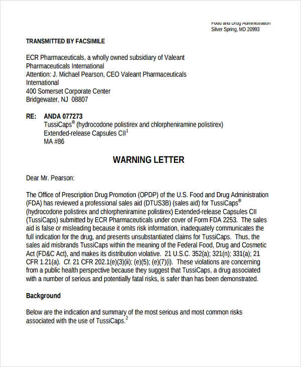 6 Staff Warning Letter Template 6 Free Word Pdf Format Download