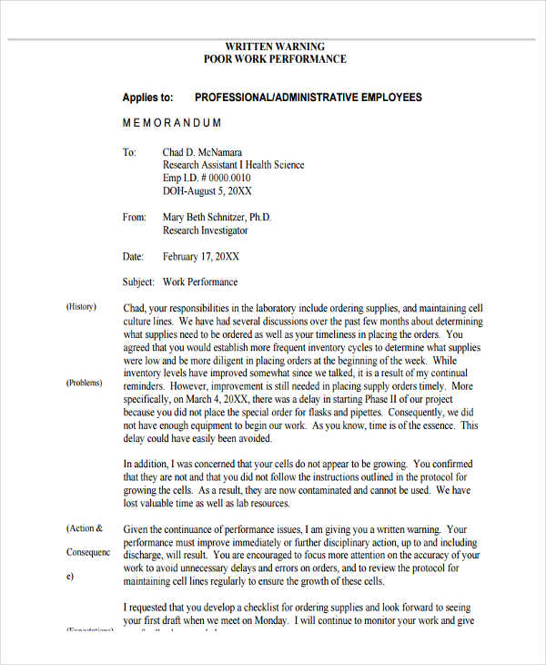 letter pdf reprimand 6 Staff Free 6 Letter   Warning Template  Word, PDF