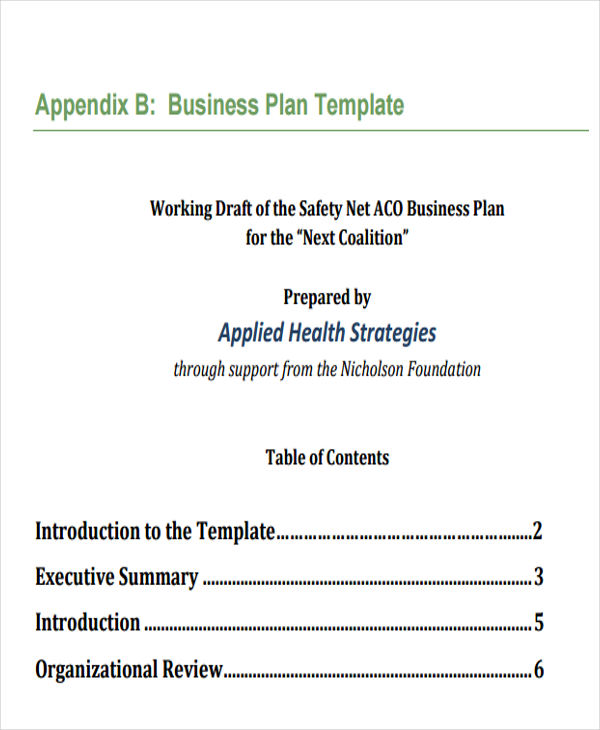 creating a business plan in a health care setting