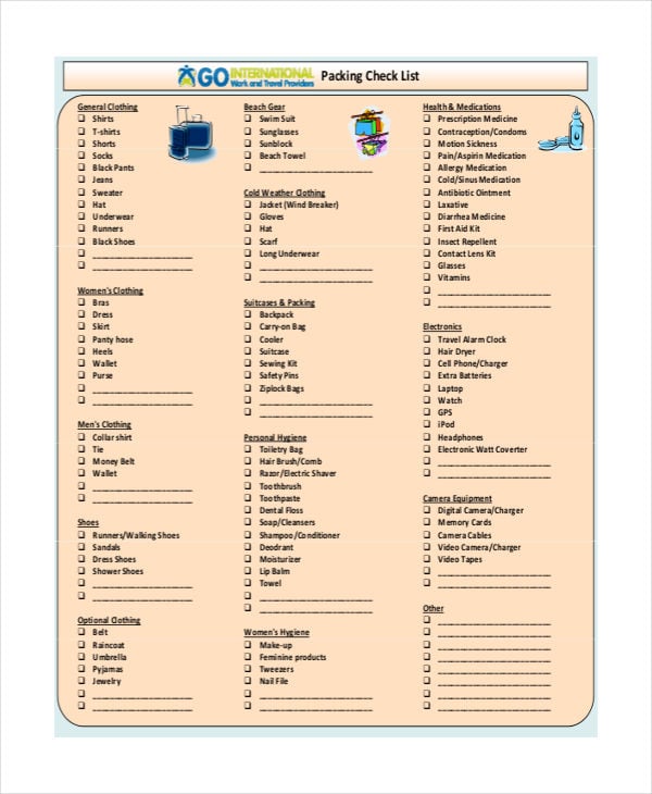 holiday packing to do list template