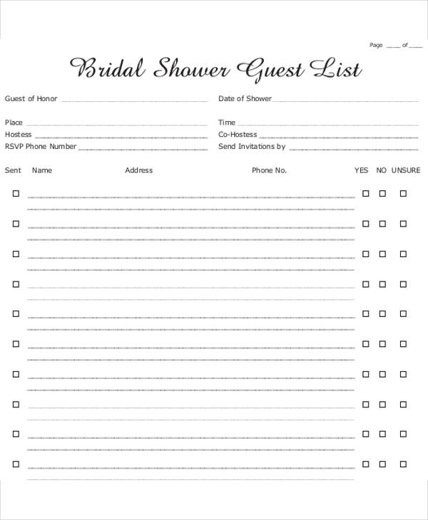 Bridal Shower Gift List Templates 5+ Free Word, PDF Format Download!