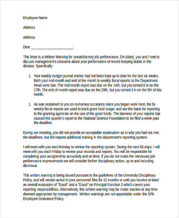 13 Final Warning Letter Template 13 Word PDF Format Download 
