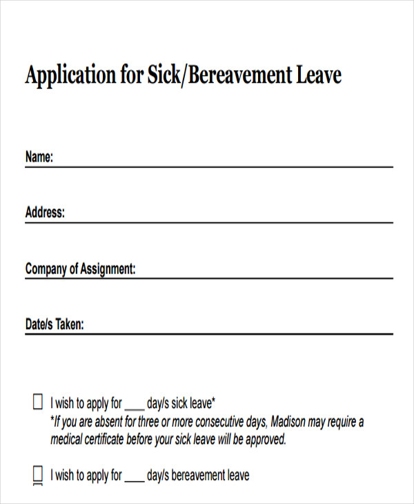 sick leave application email template