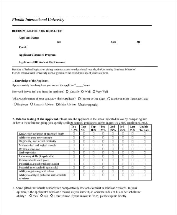 Academic Reference Letter Templates - 5+ Free Word, PDF ...