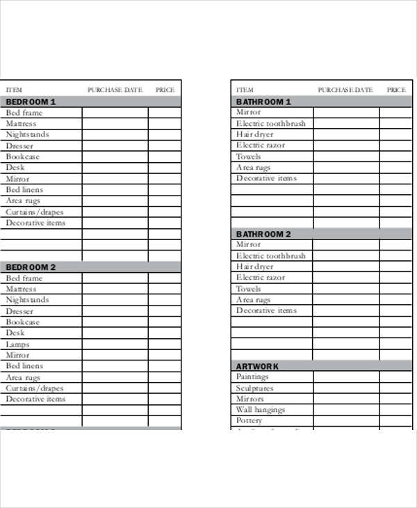company inventory list in pdf