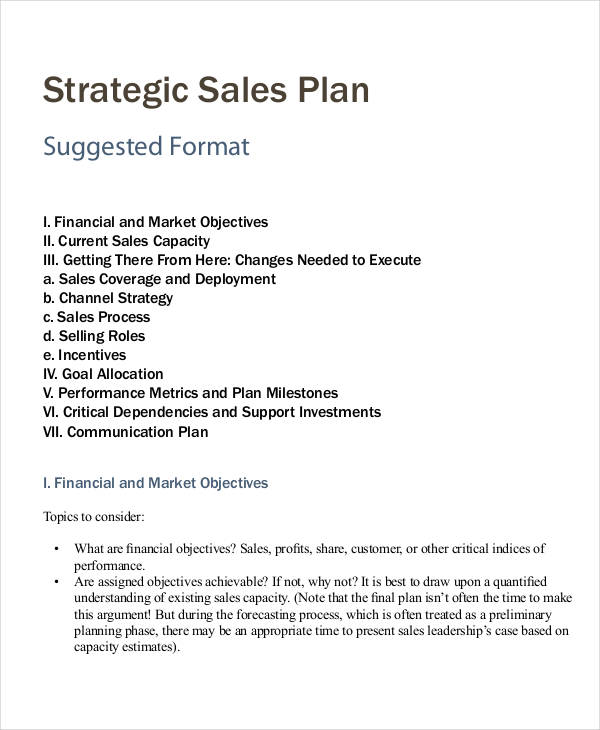 personal sales business plan