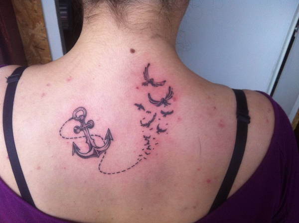 anchor bird tattoo