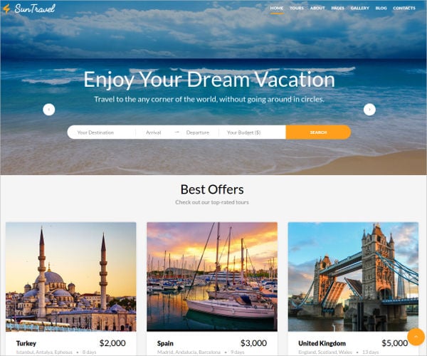 psd travel agency website template