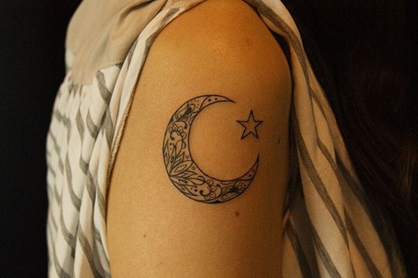 star and moon tattoo